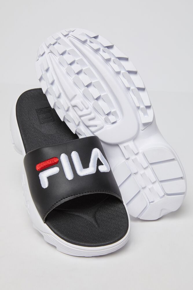 fila disruptor bold white slide sandals