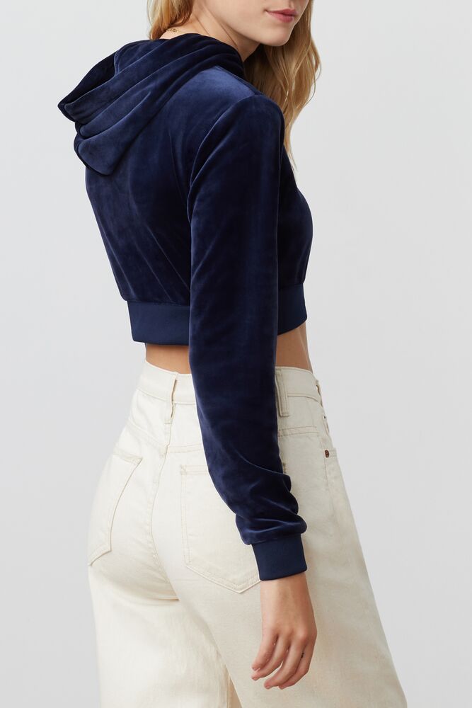 cropped velour hoodie