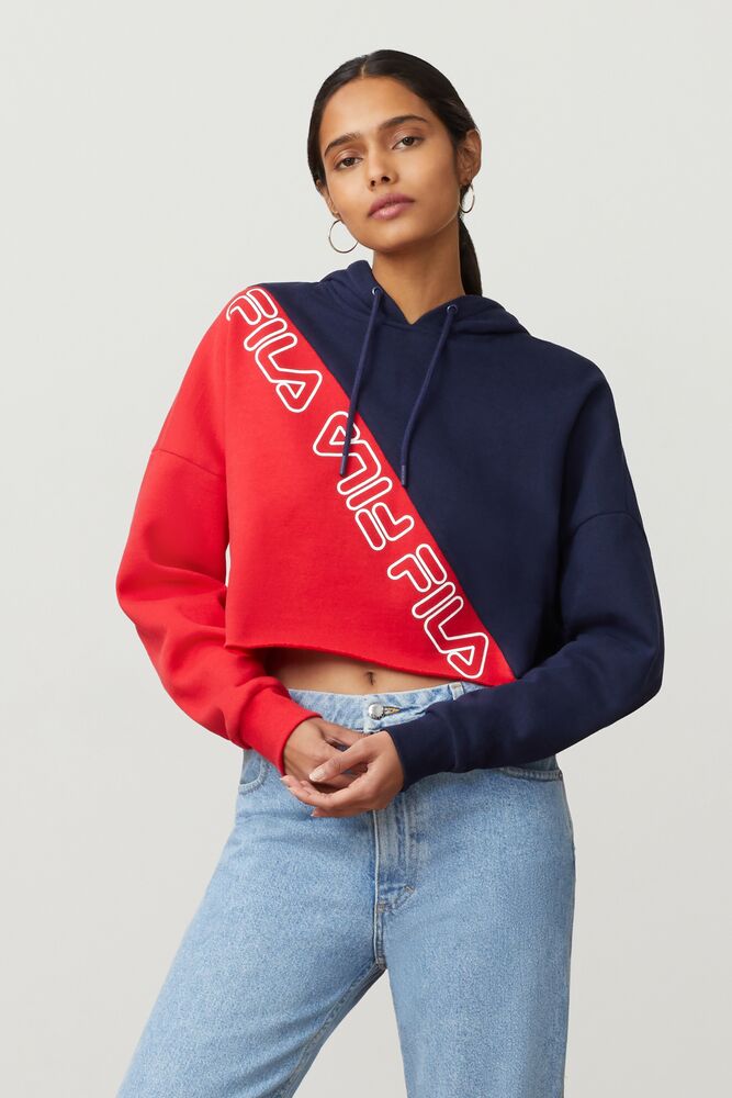 fila colour block crop hoodie