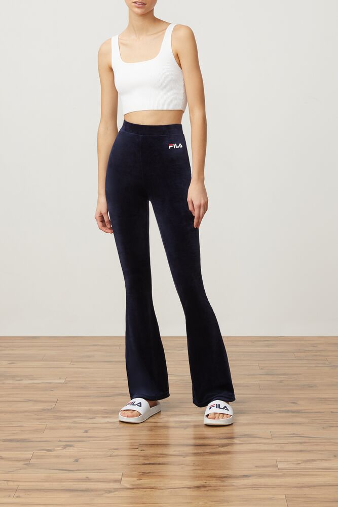 Tonia High Waisted Flared Velour Pant 