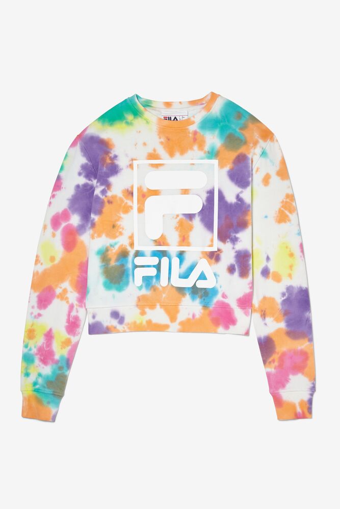 purple and yellow tie dye sweatshirt