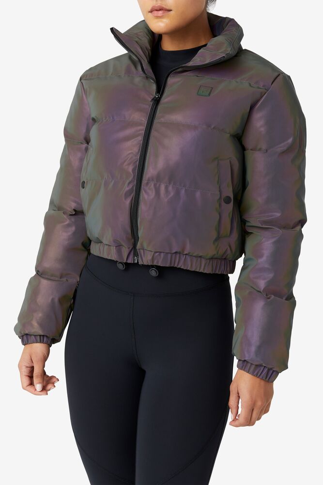 fila reflective cropped puffer jacket